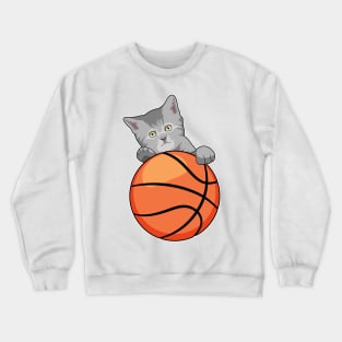 Cat with Basketball Crewneck Sweatshirt